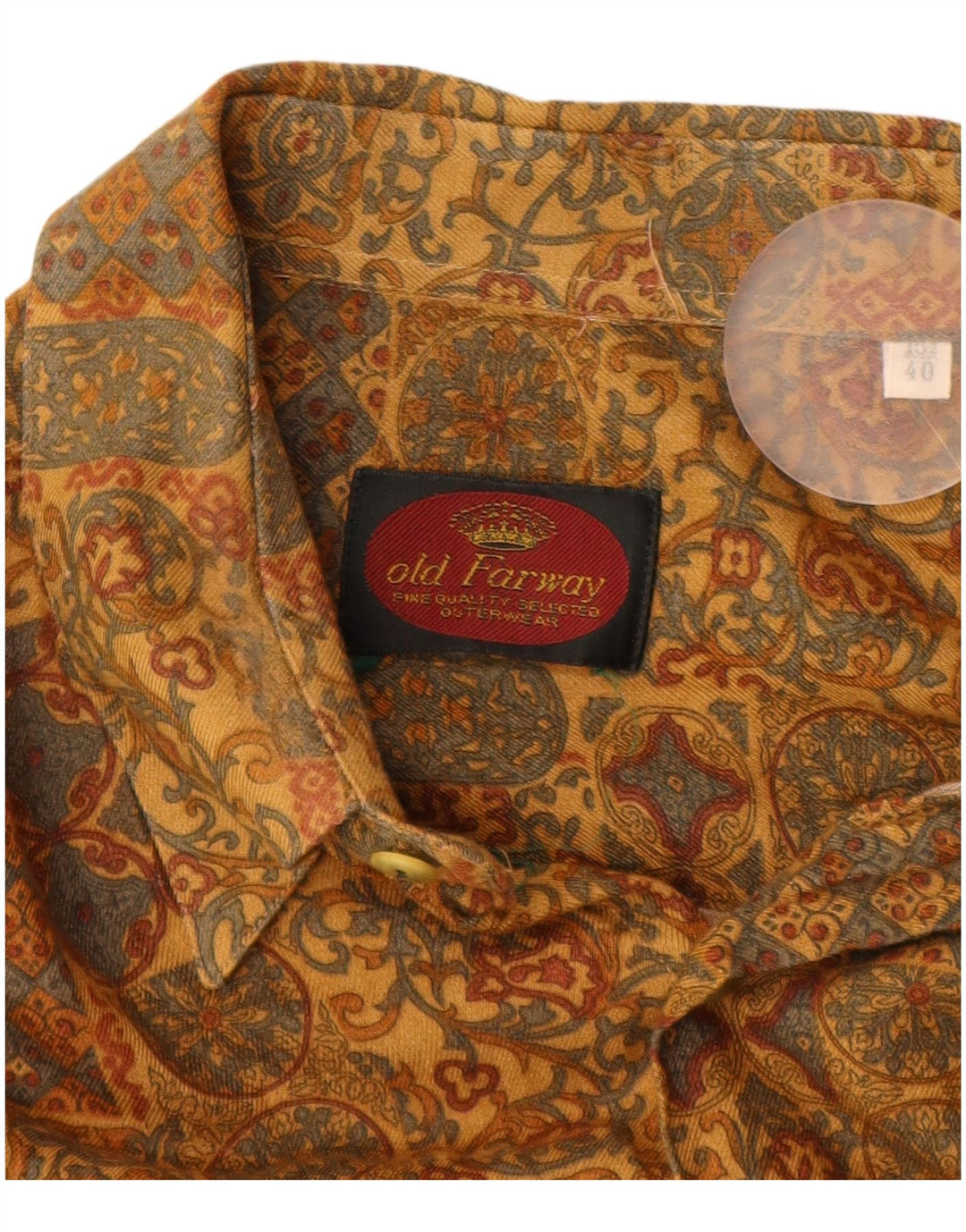 OLD FARWAY Mens Shirt Size 40 15 1/2 Medium Yellow Paisley Viscose
