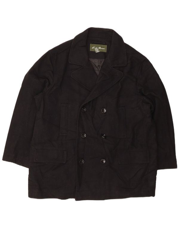 EDDIE BAUER Mens Pea Coat UK 42 XL Black Wool