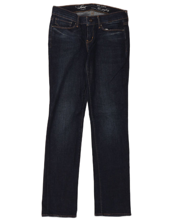 Levi's Womens Demi Curve Straight Jeans W27 L32 Navy Blue Cotton