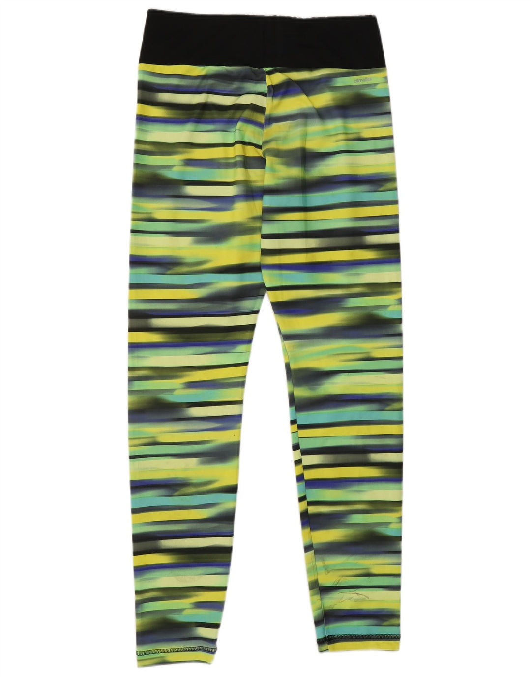 ADIDAS Girls Climalite Leggings 14-15 Years  Yellow Striped Polyester
