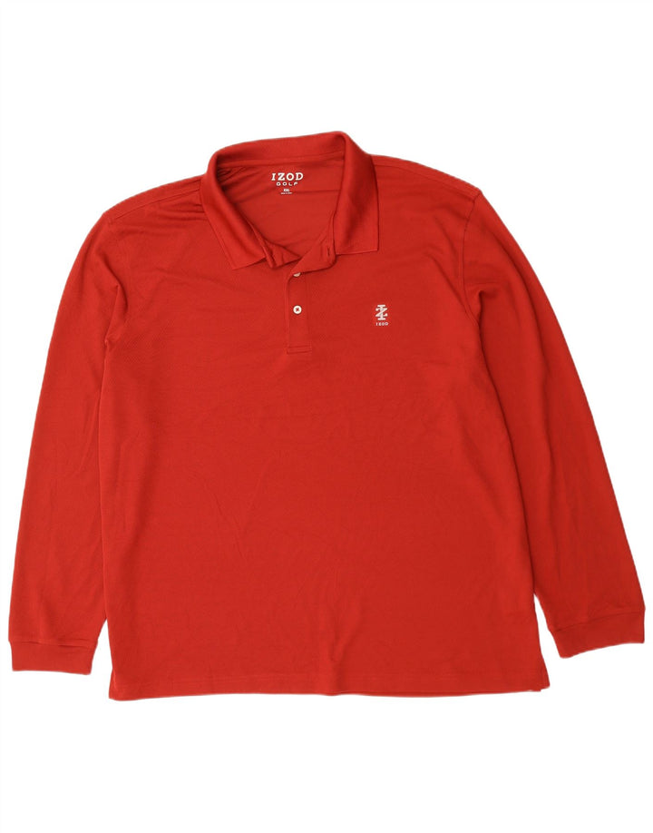IZOD Mens Golf Long Sleeve Polo Shirt 2XL Red Polyester
