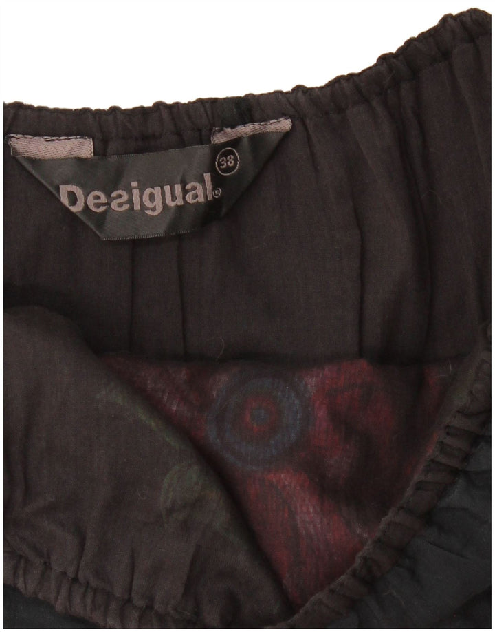 DESIGUAL Womens Graphic Strapless Bubble Dress EU 38 Medium Black Floral