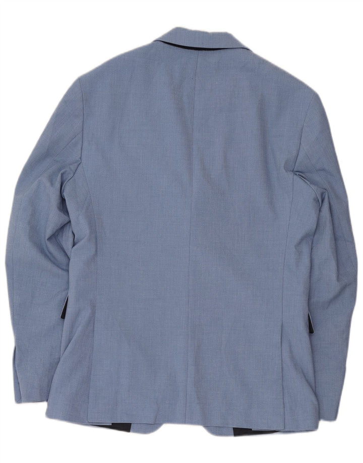 Zara Mens 2 Button Blazer Jacket EU 48 Medium Blue Polyester