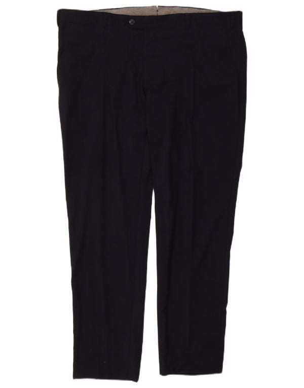 Vintage Mens Slim Suit Trousers W40 L30 Navy Blue