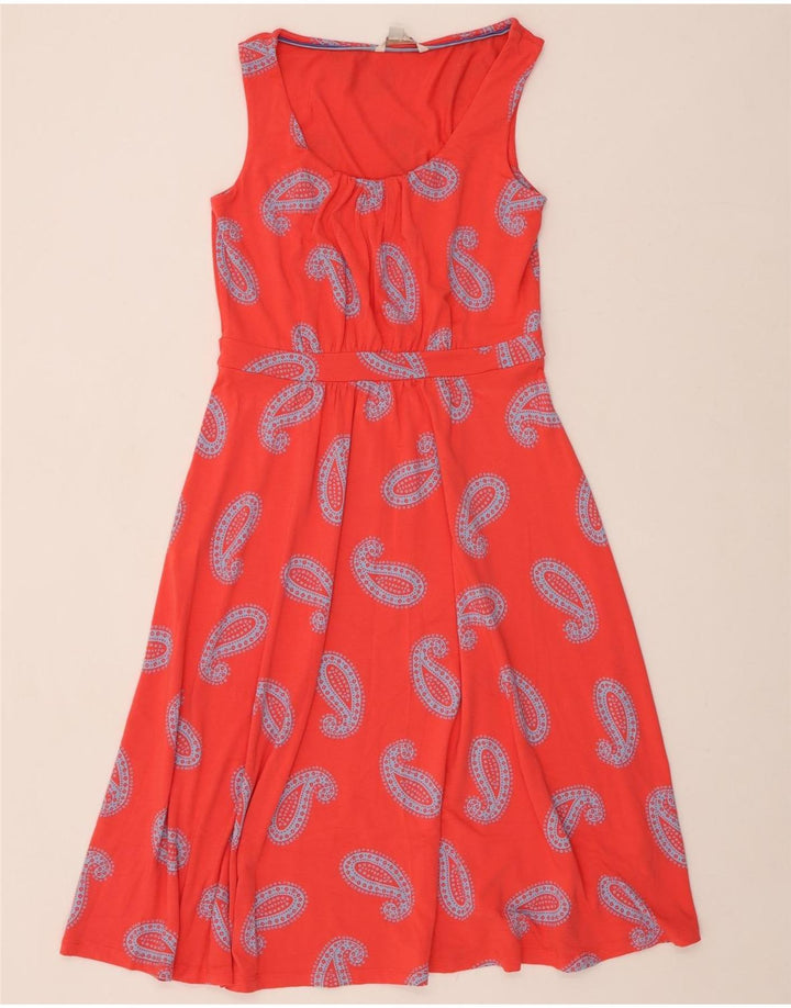 BODEN Womens Long Sleeveless A-Line Dress UK 12 Medium Red Paisley Viscose