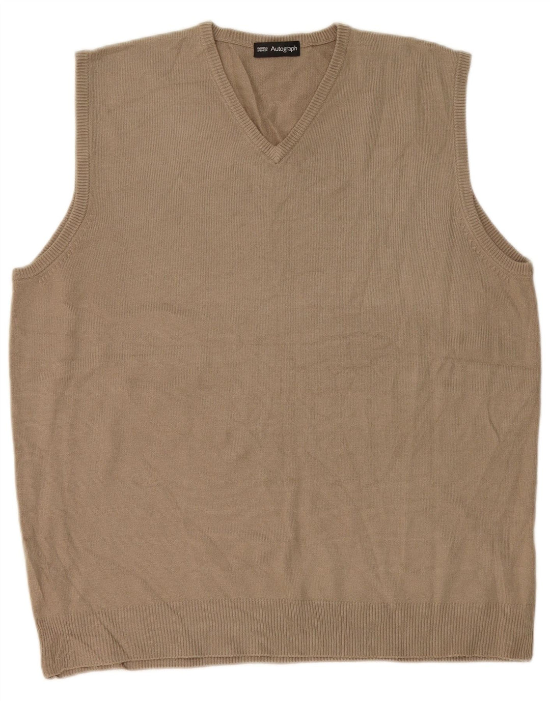 Marks & Spencer Mens Vest Tank Top Large Beige Acrylic