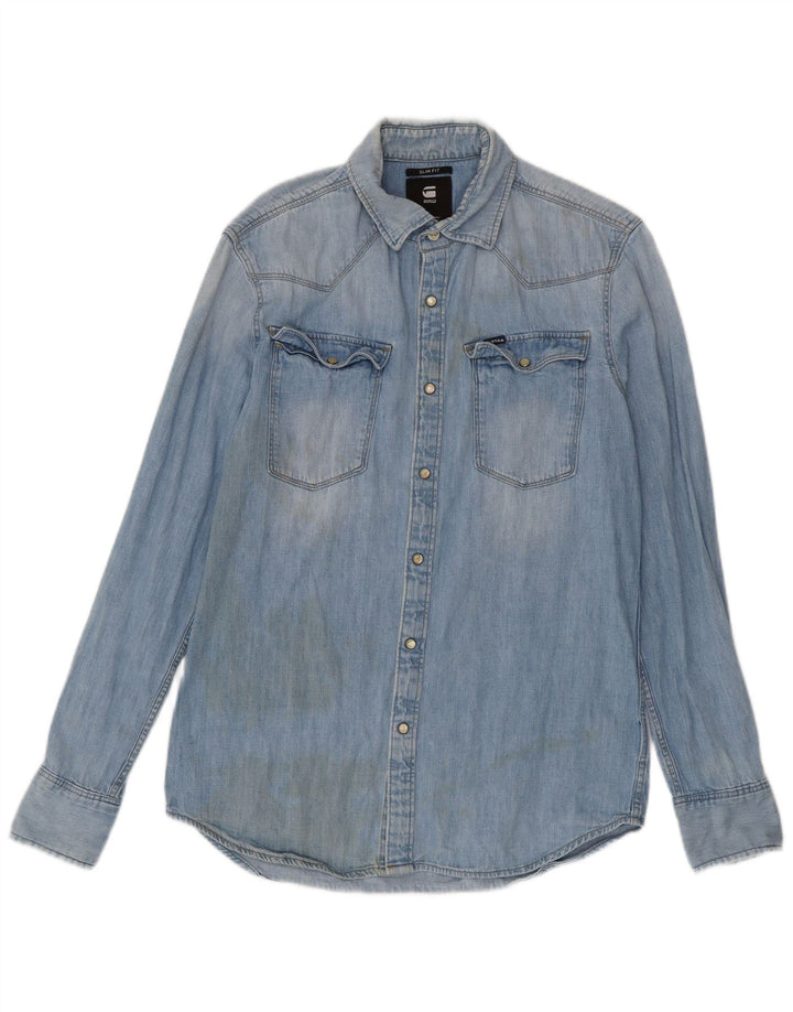 G-Star Mens Slim Fit Denim Shirt Medium Blue Cotton