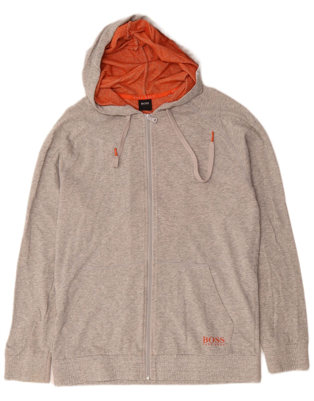 Hugo Boss Mens Zip Hoodie Sweater Medium Grey Cotton