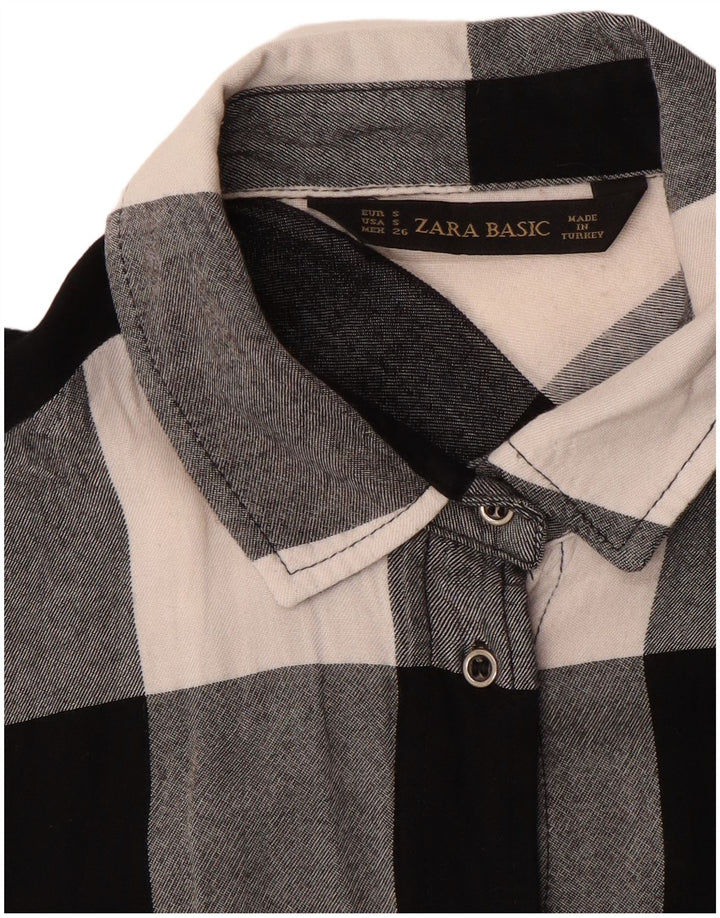ZARA Womens Shirt UK 10 Small Black Gingham