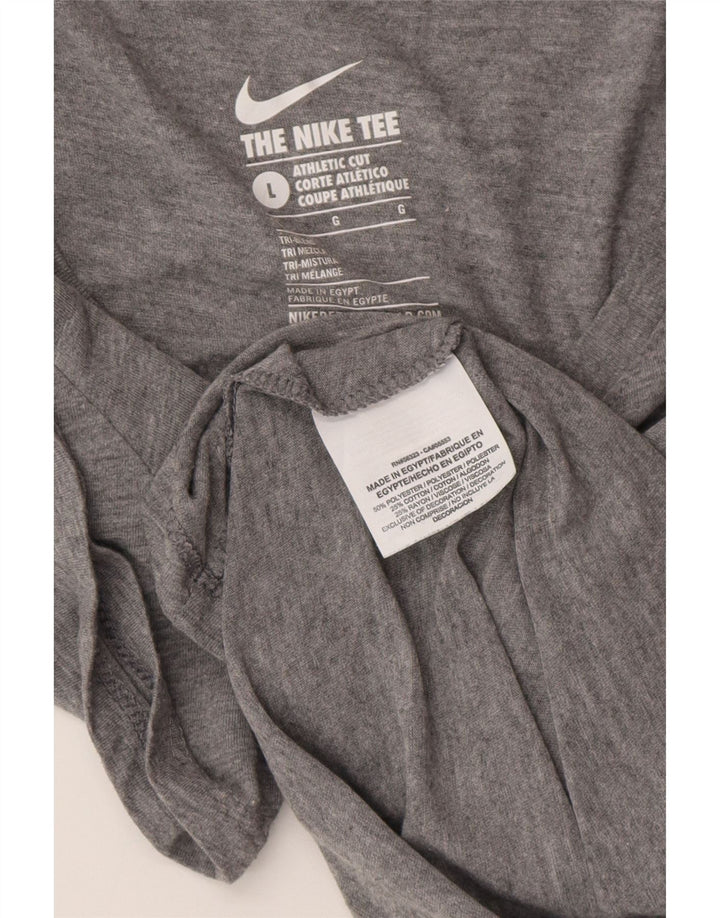 NIKE Womens Athletic Cut Graphic T-Shirt Top UK 14 Large Grey Polyester