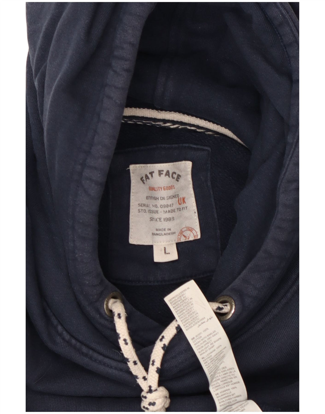 Fat Face Mens Hoodie Jumper Large Navy Blue Cotton