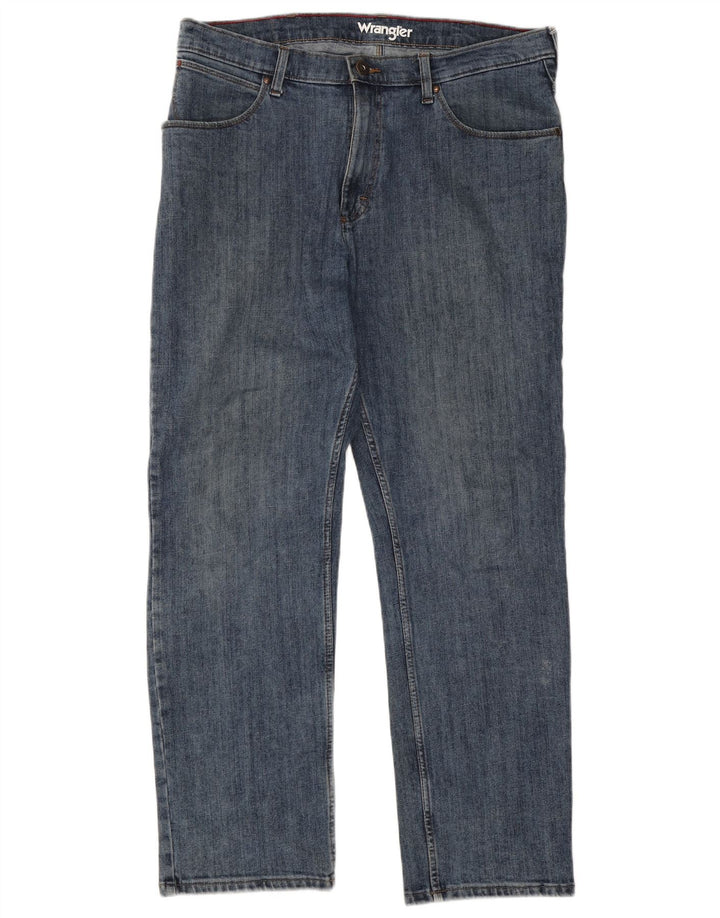Wrangler Mens Straight Jeans W36 L30 Blue Cotton