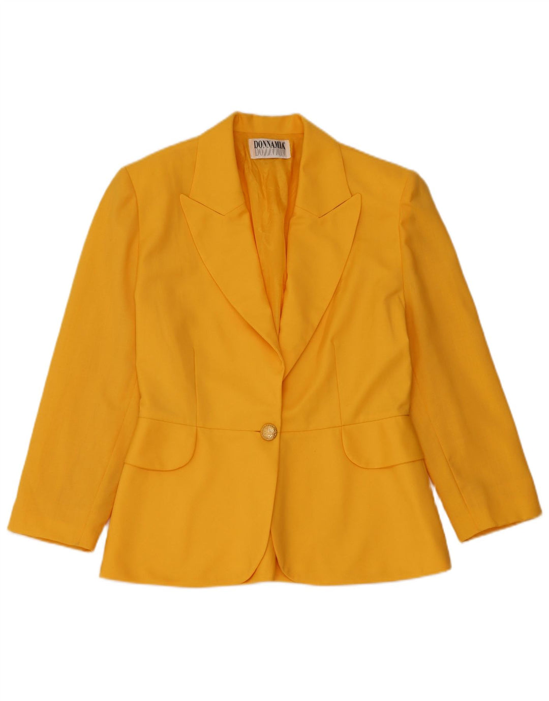 Vintage Womens 1 Button Blazer Jacket IT46 Large Yellow Wool