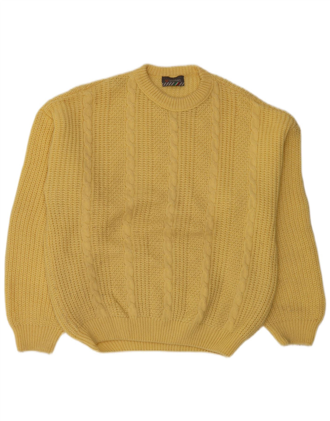 STEFANEL Mens Crew Neck Jumper Sweater XL Yellow Wool