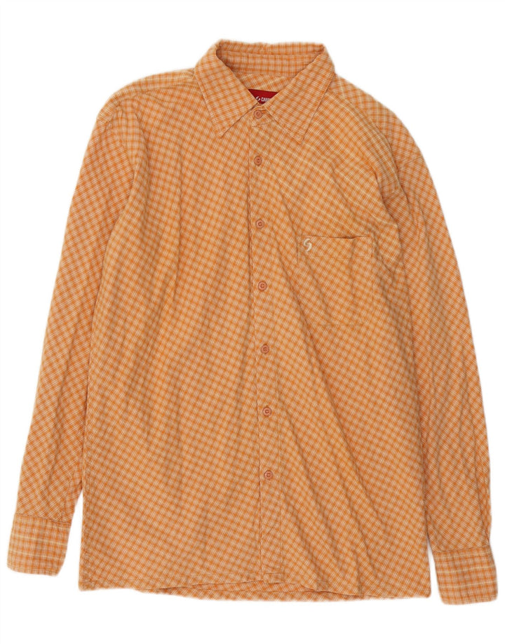 CAMP DAVID Mens Shirt Medium Orange Check Cotton