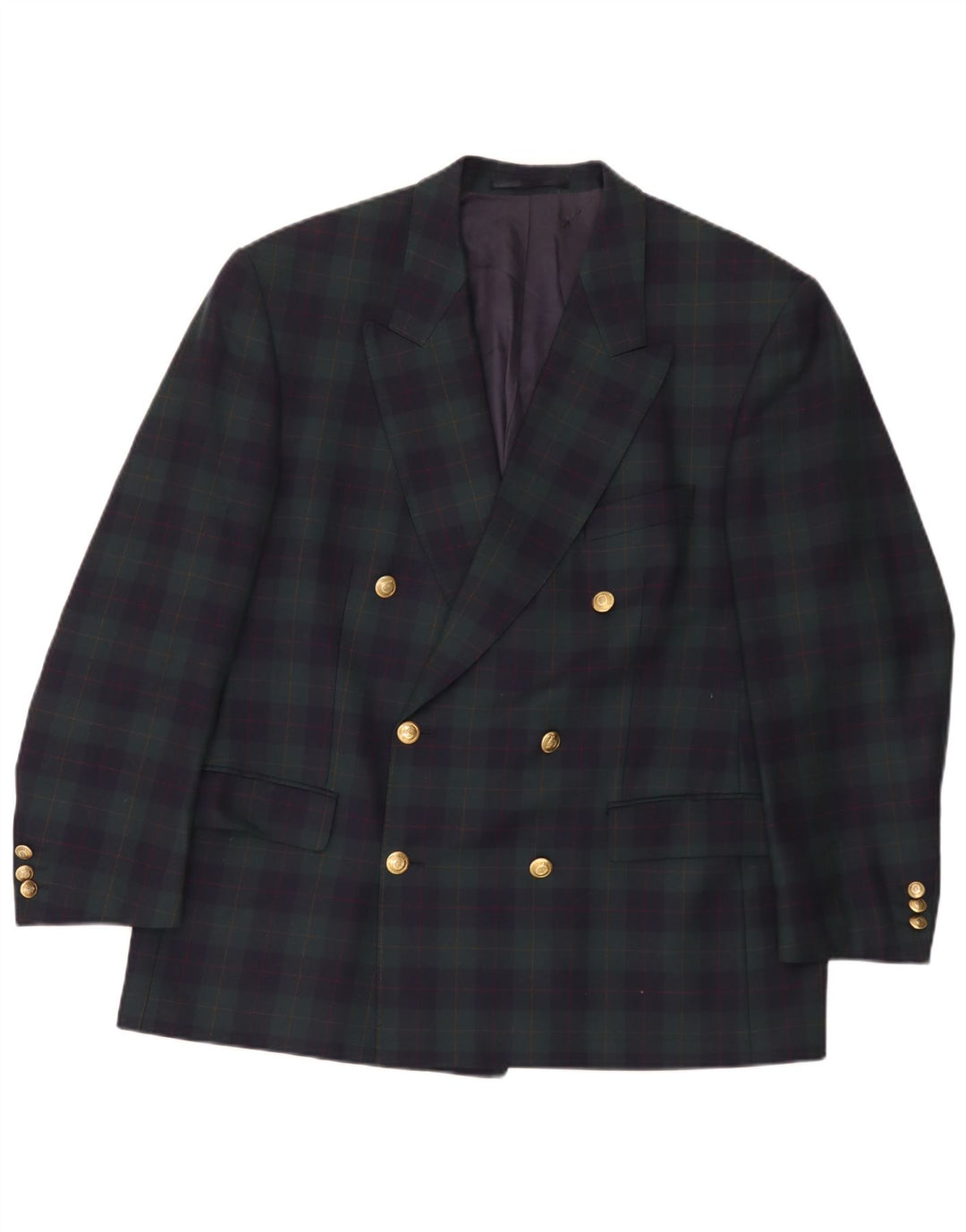 Baumler Mens Double Breasted Blazer Jacket UK 40 Large Green Check