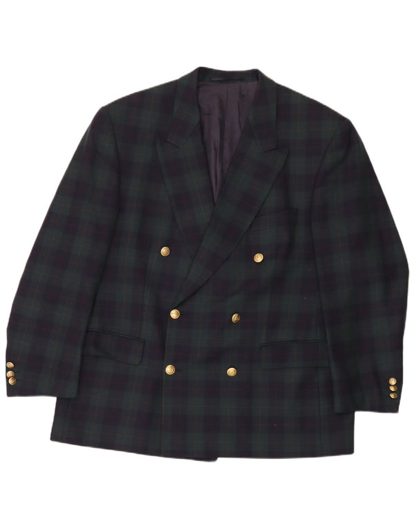 Baumler Mens Double Breasted Blazer Jacket UK 40 Large Green Check