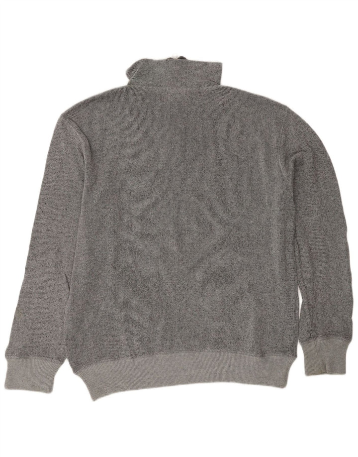 Guess Mens Graphic Zip Neck Jumper Sweater Large Grey Cotton