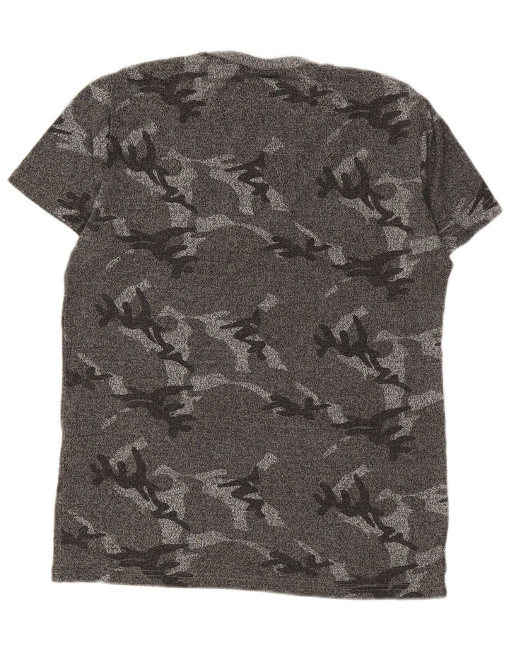 SUPERDRY Mens Graphic T-Shirt Top Small Grey Camouflage Cotton
