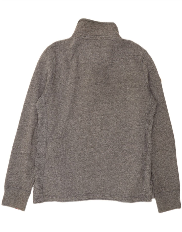 Superdry Mens Button Neck Sweatshirt Jumper Medium Grey Flecked Cotton