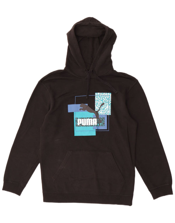 Puma Mens Graphic Hoodie Jumper Small Black Cotton