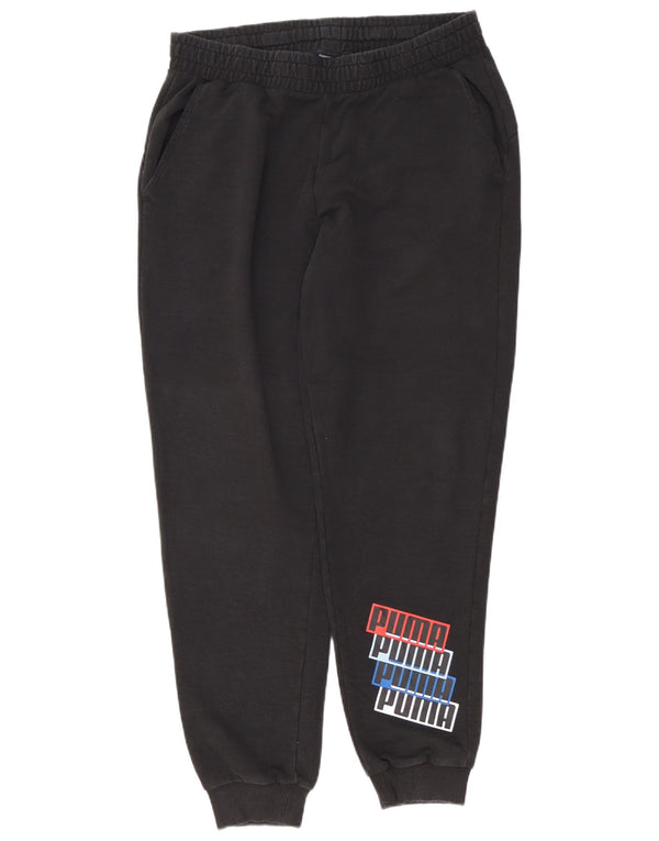 Puma Mens Graphic Tracksuit Trousers Joggers Large Black Colourblock Cotton