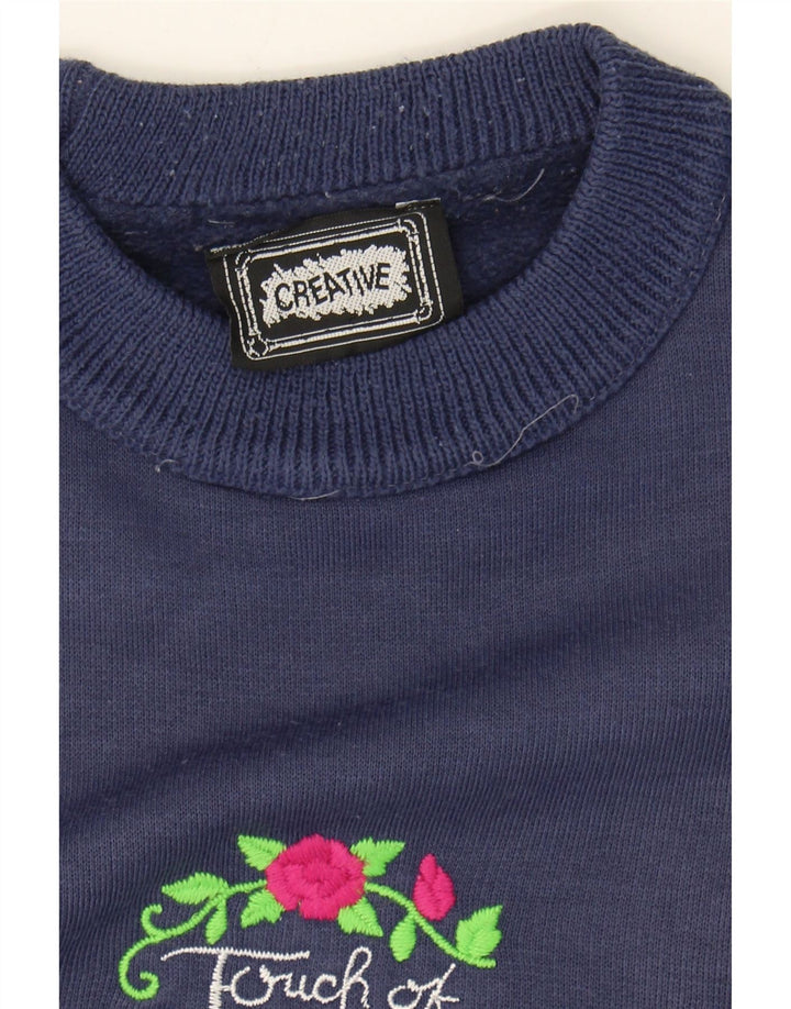 CREATIVE Womens Sweatshirt Jumper UK 16 Large Navy Blue Floral Vintage Creative and Second-Hand Creative from Messina Hembry 