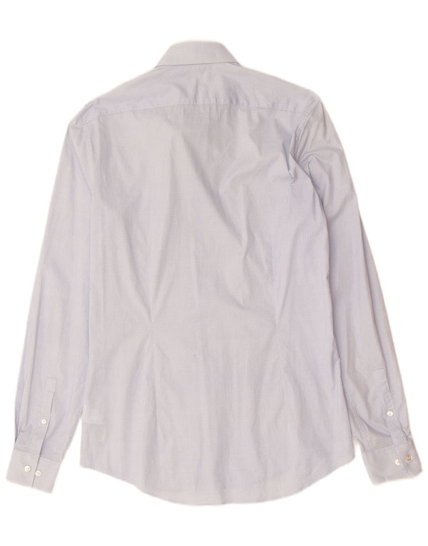 CALVIN KLEIN Mens Slim Fit Shirt Size 38 15 Medium Blue Spotted Cotton