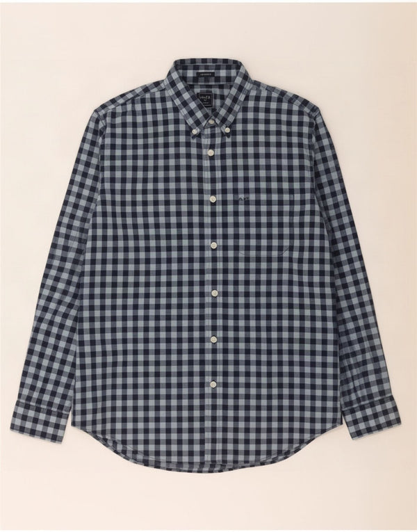 Abercrombie & Fitch Mens Relaxed Fit Shirt Large Blue Gingham Cotton