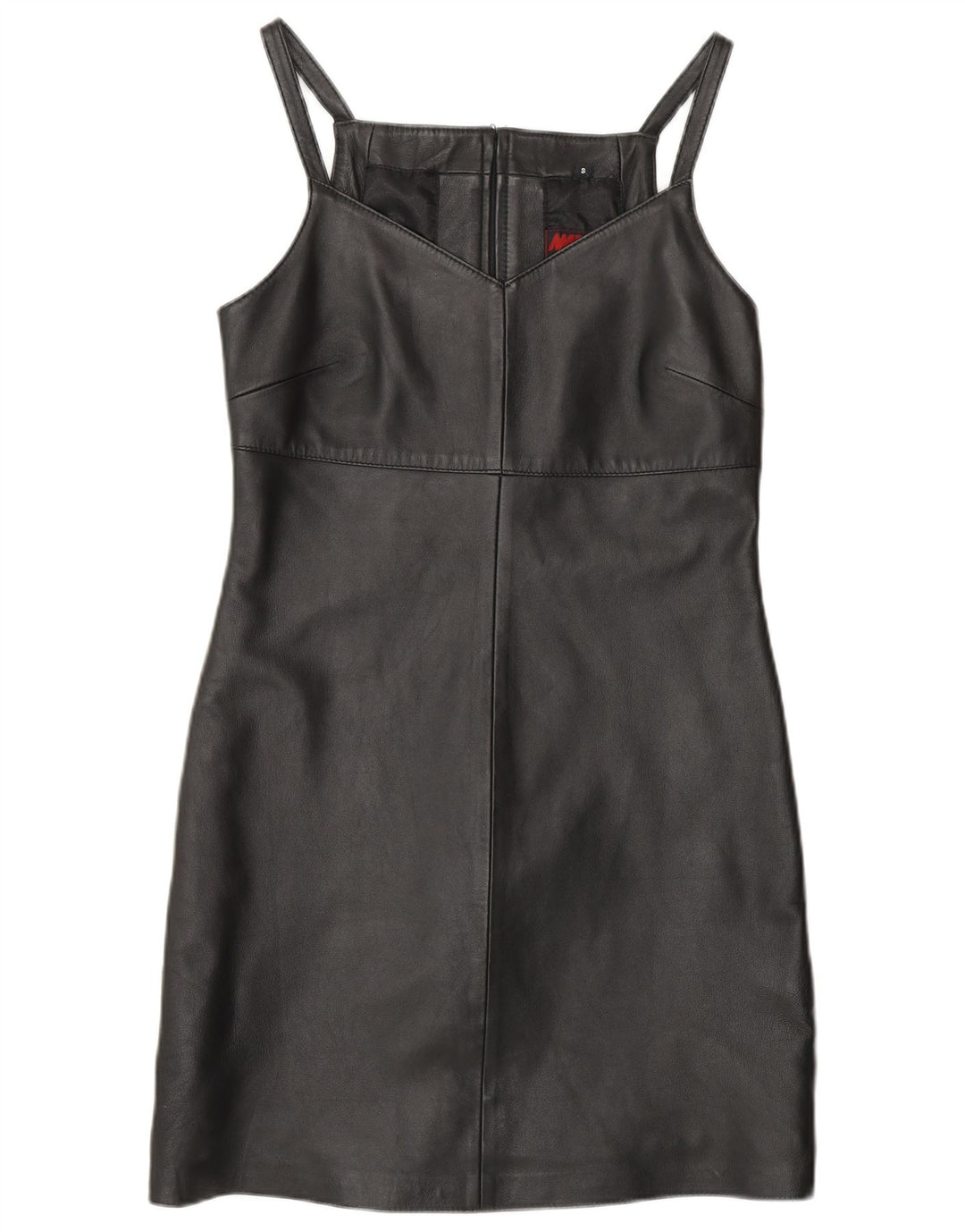 MADDOX Womens Sleeveless Leather Sheath Dress UK 10 Small Black Leather