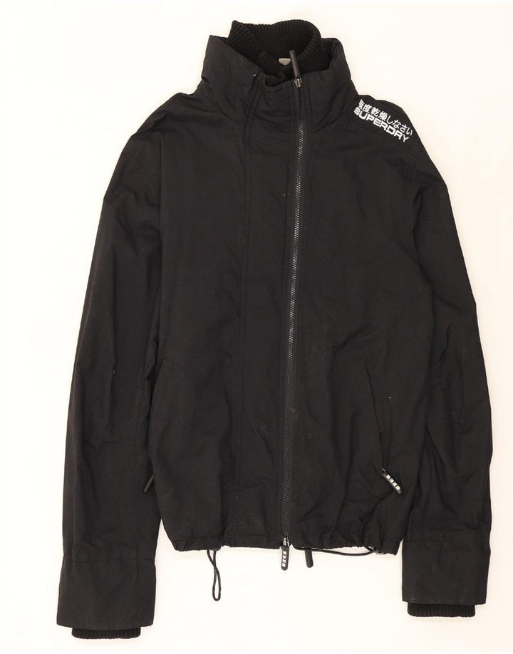 SUPERDRY Womens Rain Jacket UK 14 Large Black Nylon Vintage Superdry and Second-Hand Superdry from Messina Hembry 