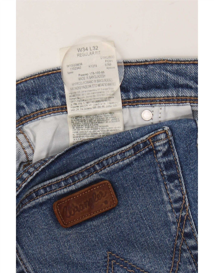 Wrangler Mens Straight Jeans W34 L32 Blue Cotton