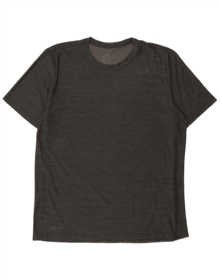 Nike Mens Dri Fit T-Shirt Top Large Grey Flecked Polyester