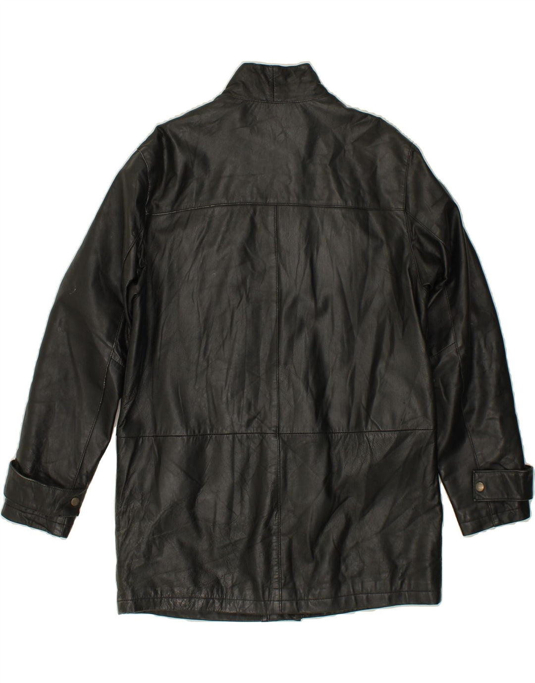 VINTAGE Mens Leather Coat UK 38 Medium Black Leather