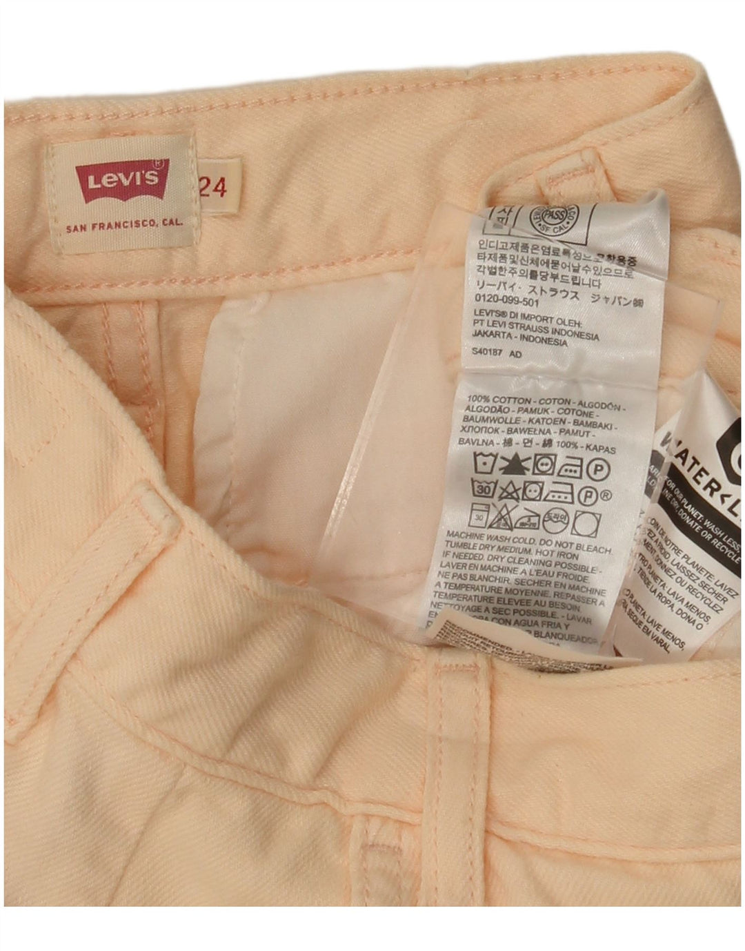 LEVI'S Womens High Waist Tapered Cargo Trousers W24 L28 Pink Cotton