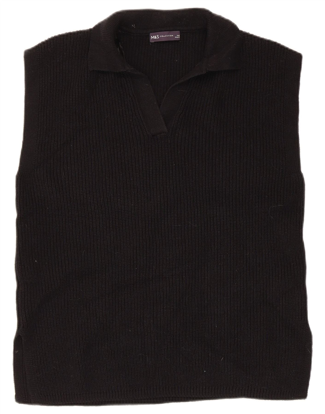 Marks & Spencer Womens Vest Tank Top UK 14 Medium Black Cotton
