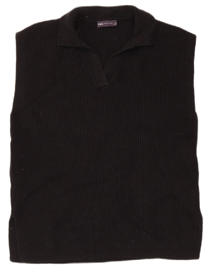 Marks & Spencer Womens Vest Tank Top UK 14 Medium Black Cotton