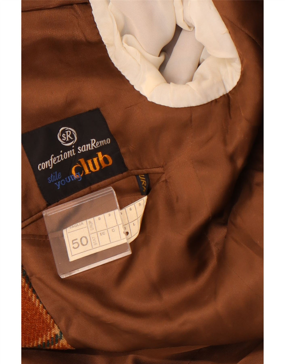 VINTAGE Mens 2 Button Blazer Jacket IT 50 Large Brown Check Wool