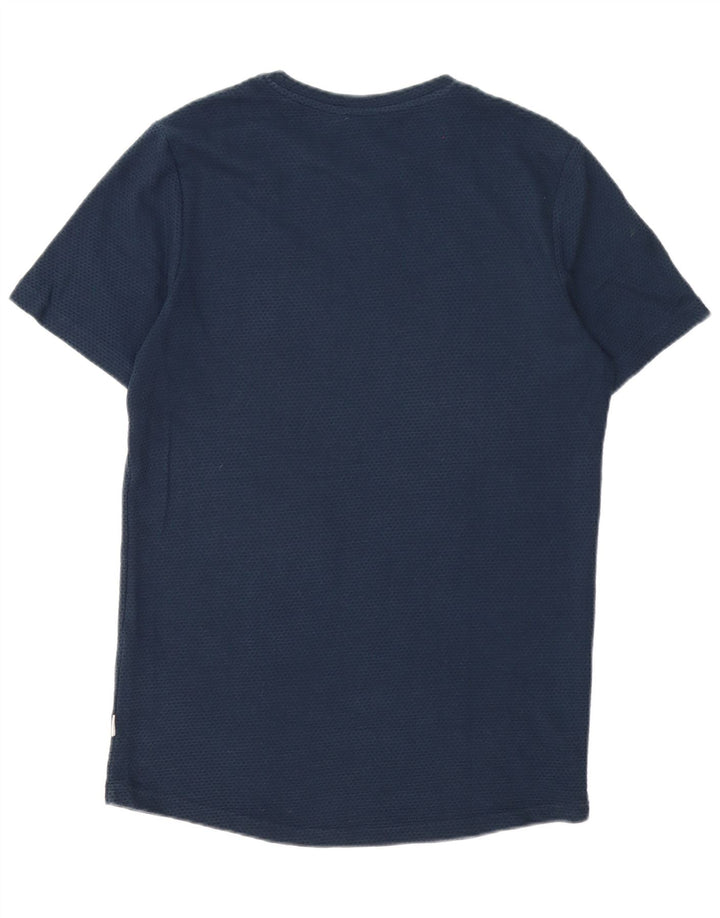 Jack & Jones Mens T-Shirt Top Medium Navy Blue Spotted Cotton