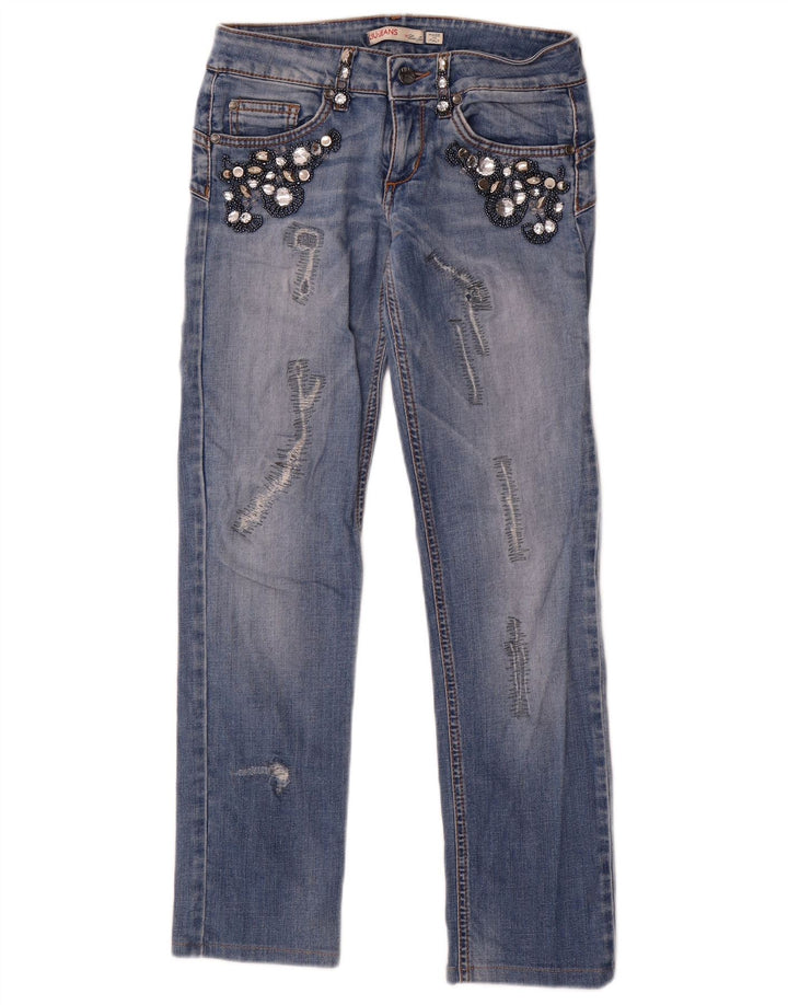 Liu Jo Womens Distressed Straight Jeans W26 L27 Blue