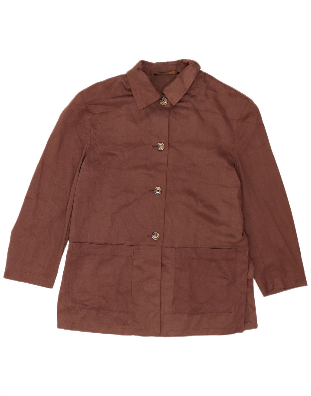 Marks & Spencer Womens 3 Button Blazer Jacket UK 14 Large Brown Polyester