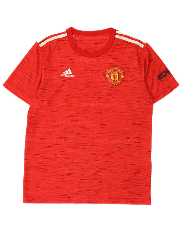 Adidas Mens Manchester United T-Shirt Top Medium Red Flecked Polyester