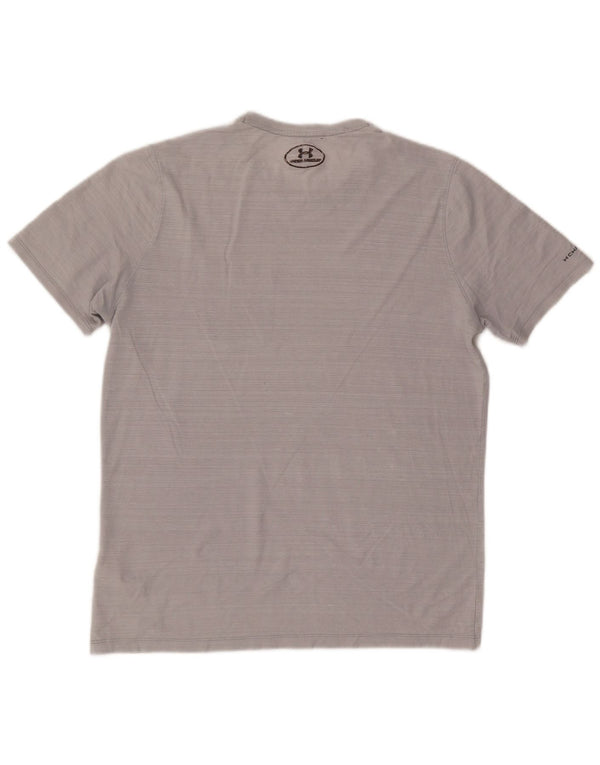 UNDER ARMOUR Mens Heat Gear T-Shirt Top Medium Grey Pinstripe Cotton
