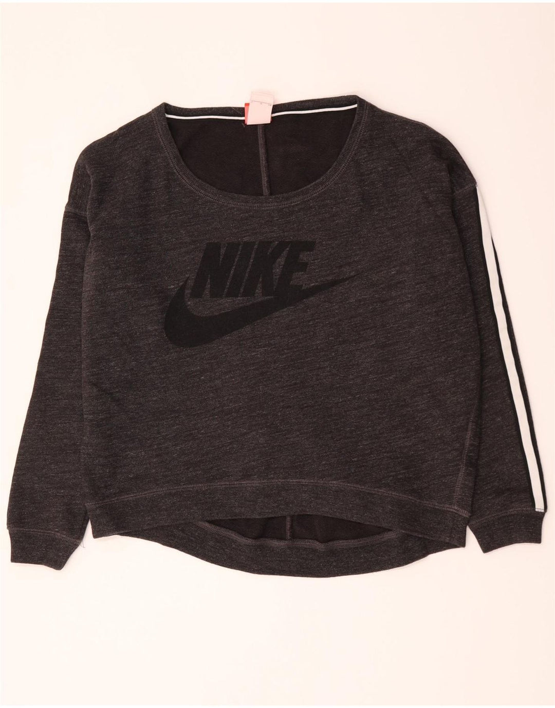 Nike Womens Graphic Oversized Sweatshirt Jumper UK 10 Small Grey Cotton