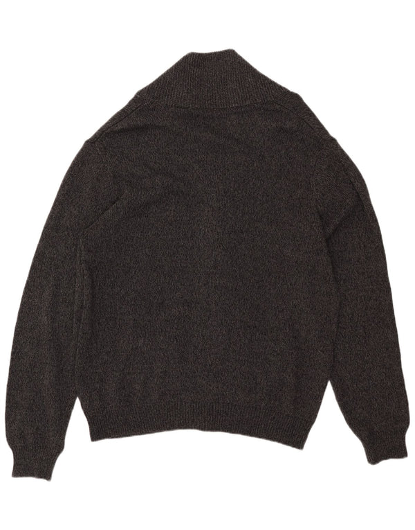 CHAPS Mens Cardigan Sweater XL Grey Flecked Cotton