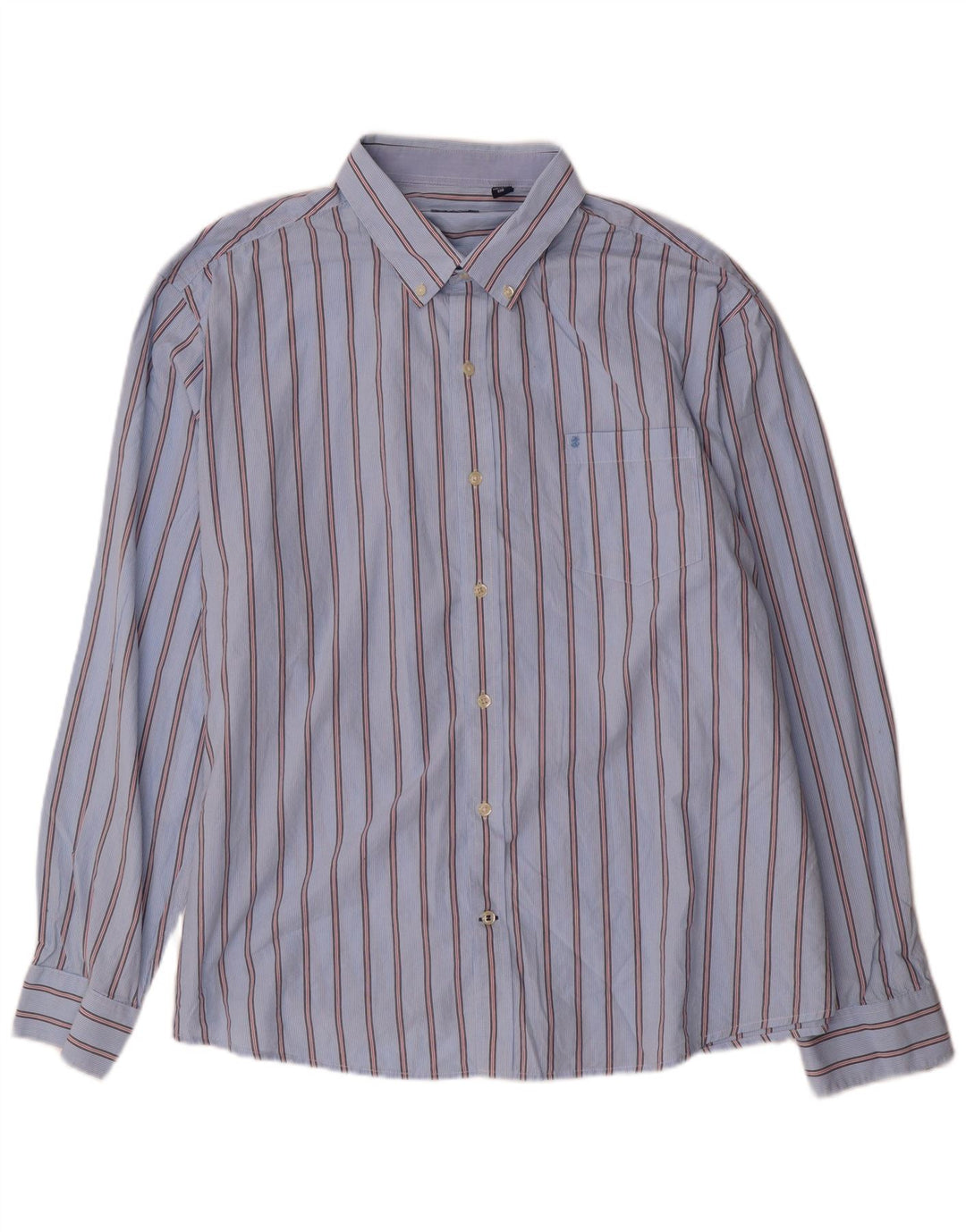 IZOD Mens Shirt 2XL Blue Pinstripe Cotton