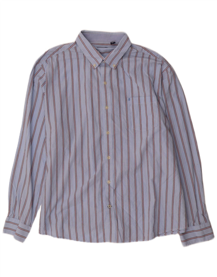 IZOD Mens Shirt 2XL Blue Pinstripe Cotton