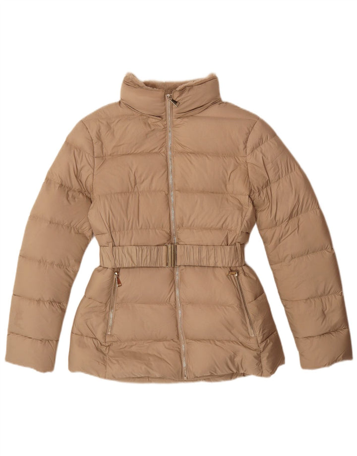 Zara Womens Padded Jacket UK 10 Small Beige Polyester