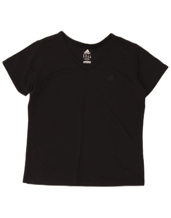 Adidas Womens T-Shirt Top UK 14 Medium Black Polyester