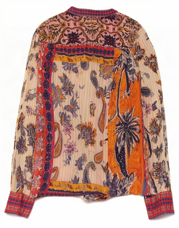 Desigual Womens Shirt Blouse UK 12 Medium Multicoloured Paisley Cotton